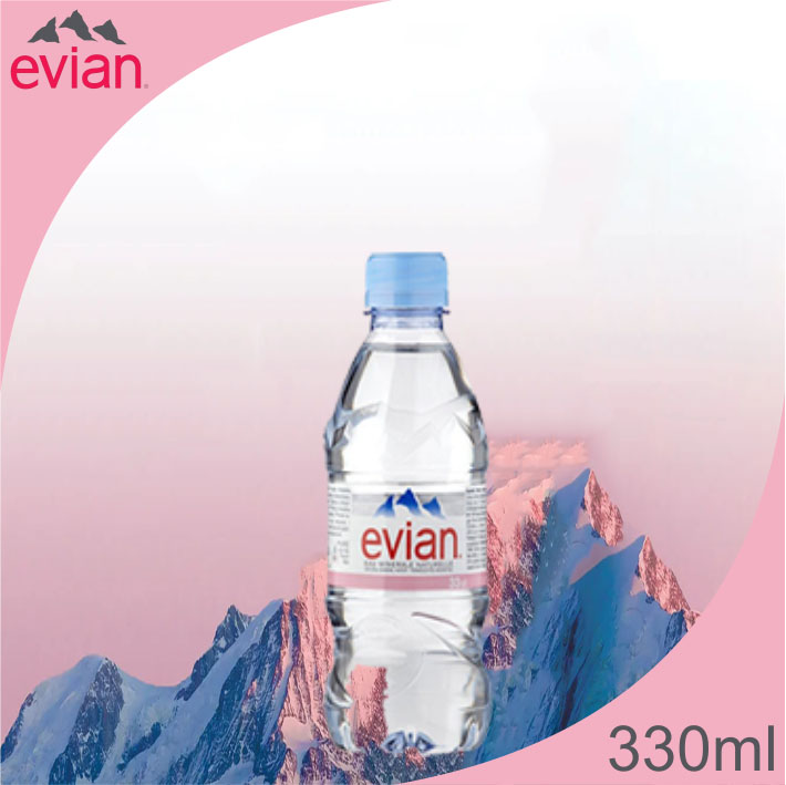 Nước uống đóng chai Evian 330ml, nước suối Pháp cao cấp