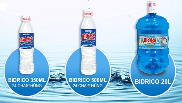 Nước bình 20l Bidrico, giá nước Bidrico 20l hiện nay giao nhanh